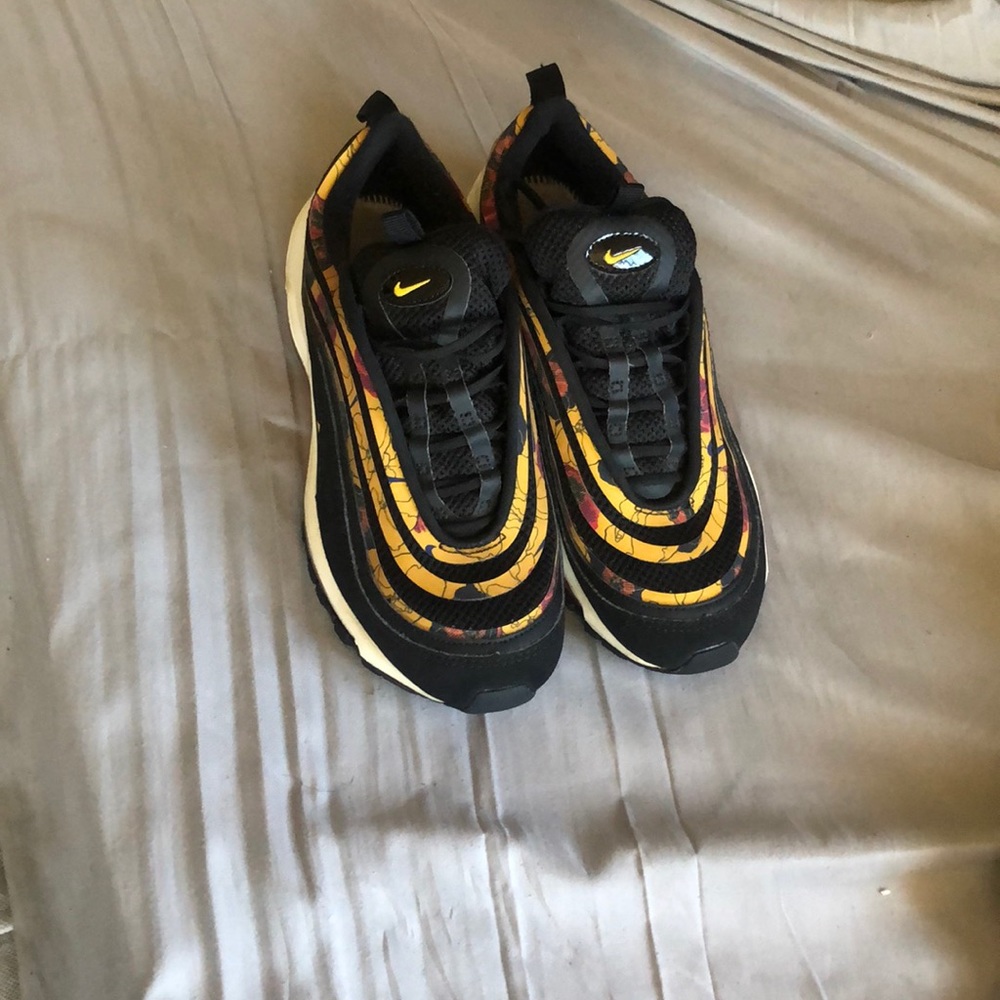 Black and read and orange air max